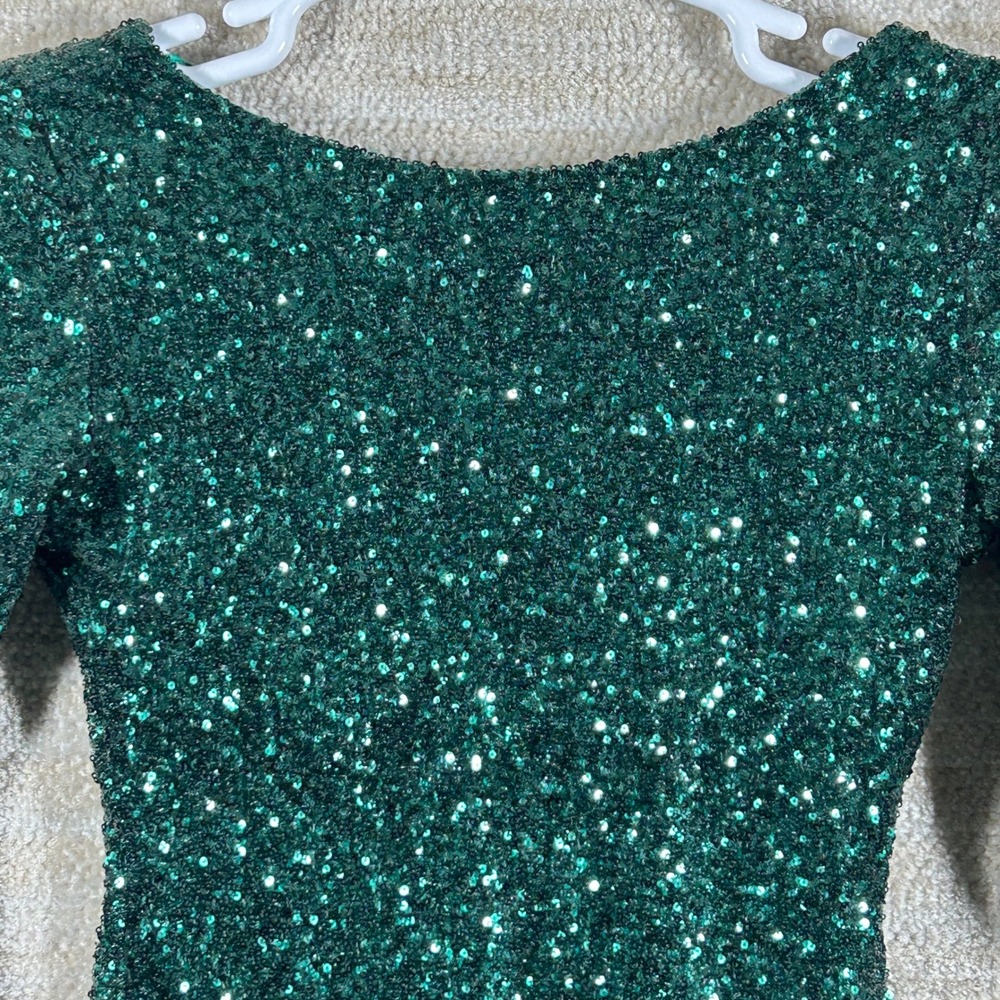 Gianni Bini Womens Glam Holiday Sequin Bodycon Mini Dress Emerald Green Size S